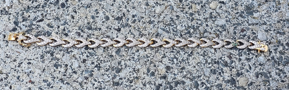 PAJ BB Two Tone Link Chain Bracelet 7.5" Classy Fancy Elegant